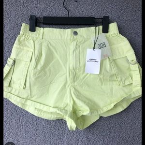 BDG rolled cuff lime green cargo shorts